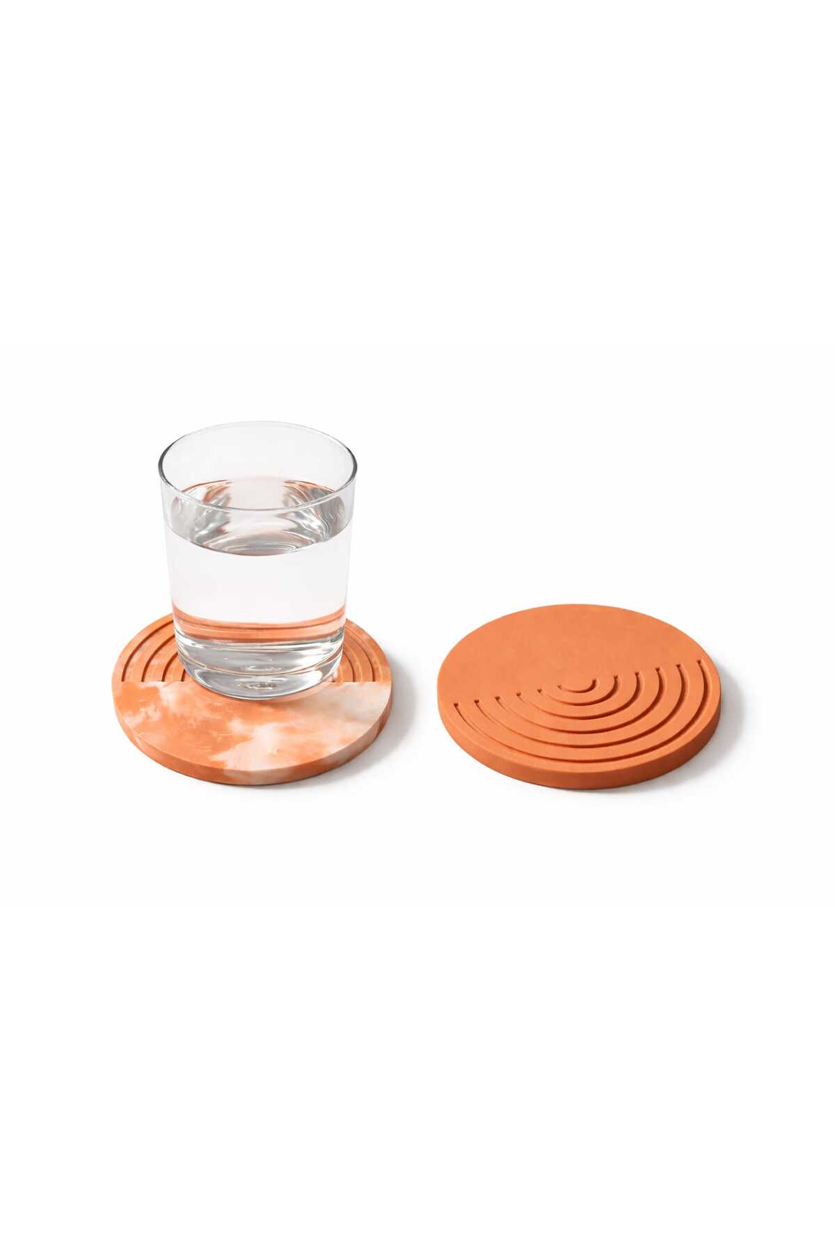 Yuvarlak Çizgili Dekoratif Bardak Altlığı / Isıya Dayanıklı Masa Koruyucu Kiremit Beyaz 2 Li