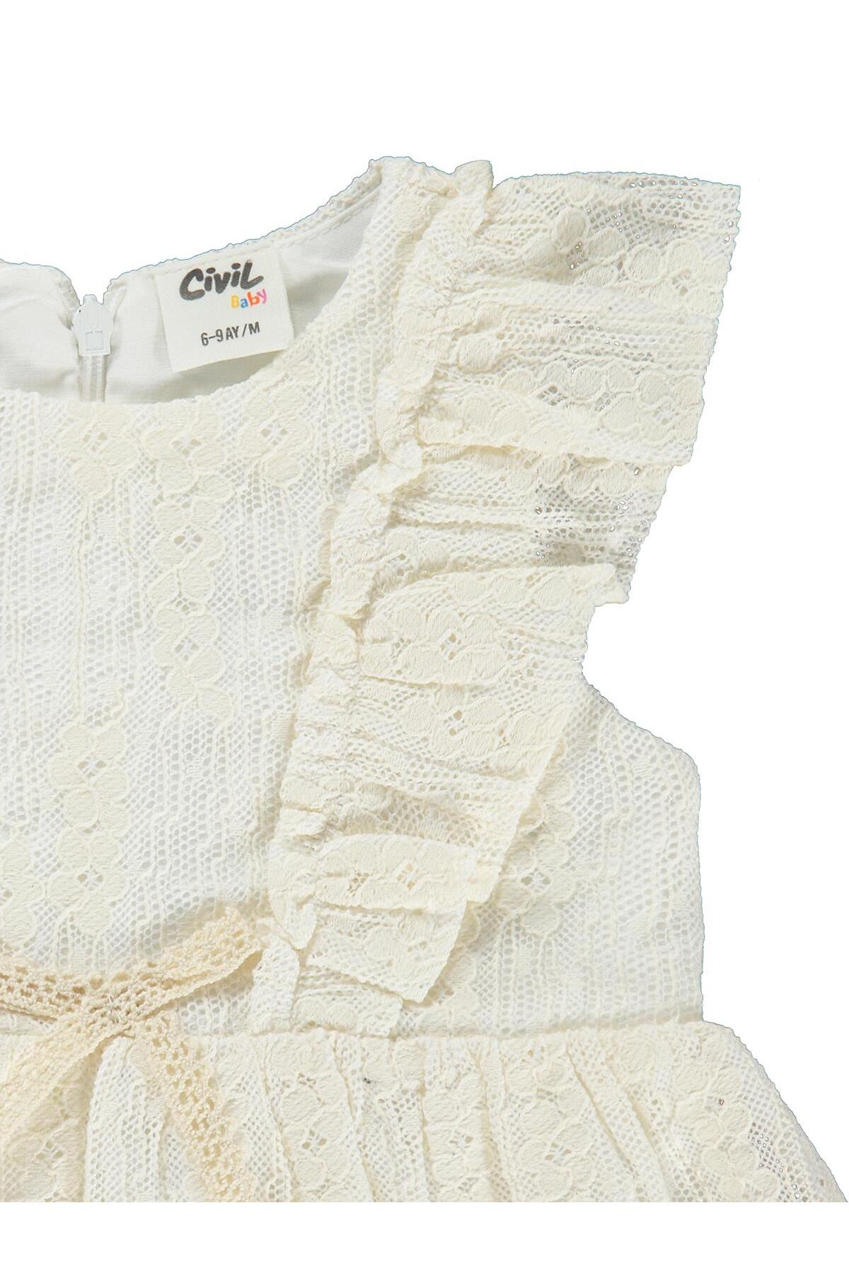 Civil Baby Dantel Bel Fiyonklu 6-18 Ay Elbise - Ekru 18-24 Ay fotoğrafı 2 (önizleme)