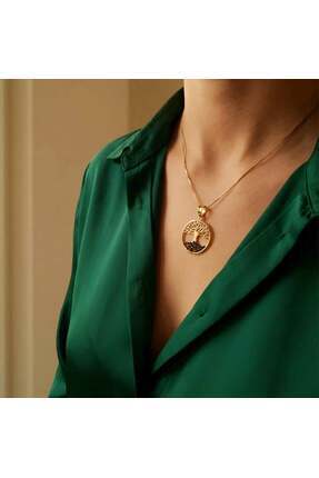 byBurak GOLD Taşlı Hayat Ağacı Kolye Ucu - KLU0700