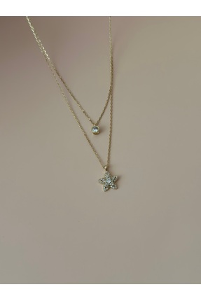 Moss Aksesuar Taşlı İkili Minimal Kolye