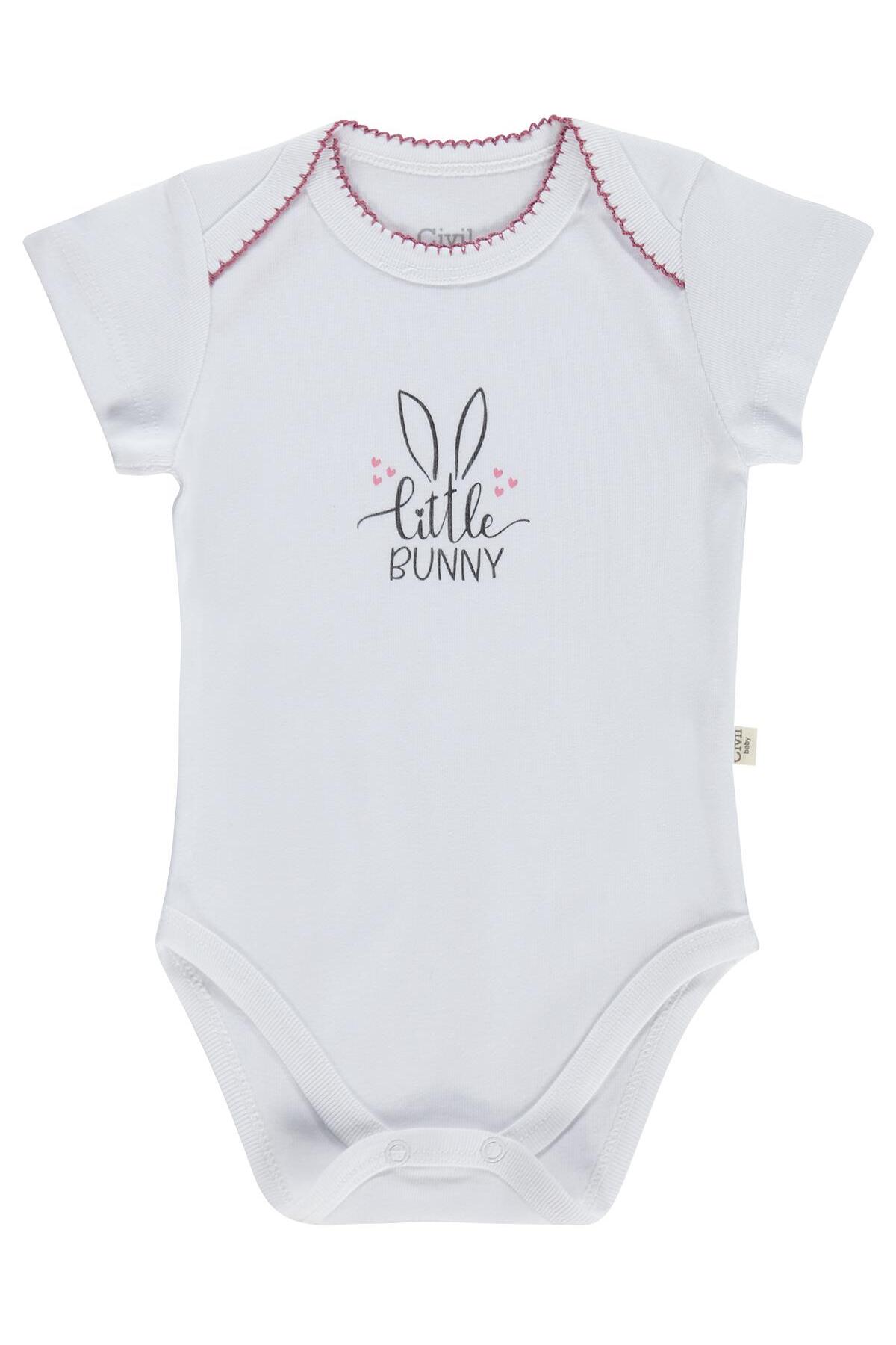 Civil Baby Tavşan Empirmeli 3 Lü 1-36 Ay Çıtçıtlı Badi - Pudra fotoğrafı 5 (önizleme)