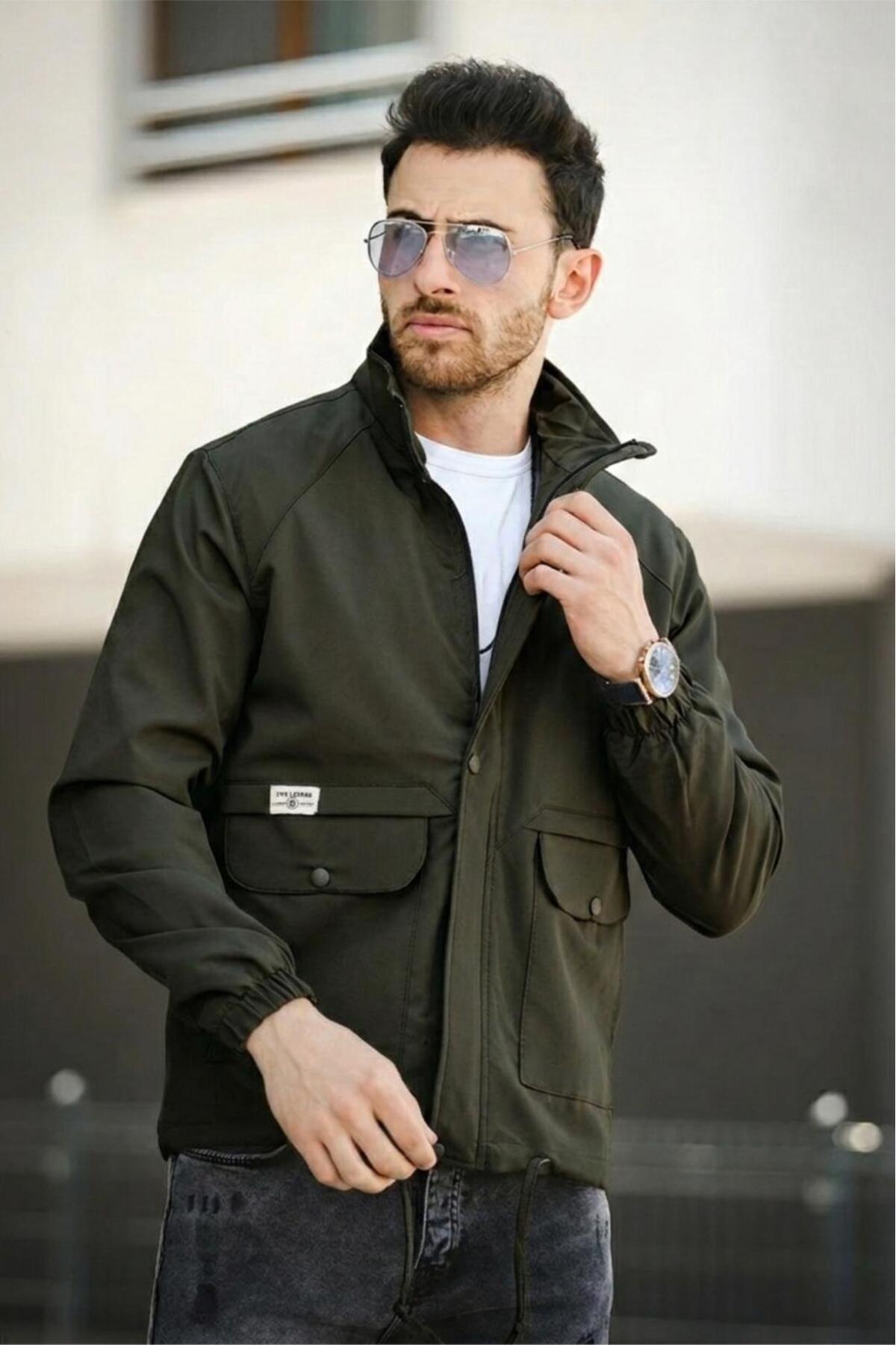کاپشن بارانی فصلی مردانه Juan Slim Fit با بند کشی و کلاه — khay bill1678em — تصویر 2 از 2