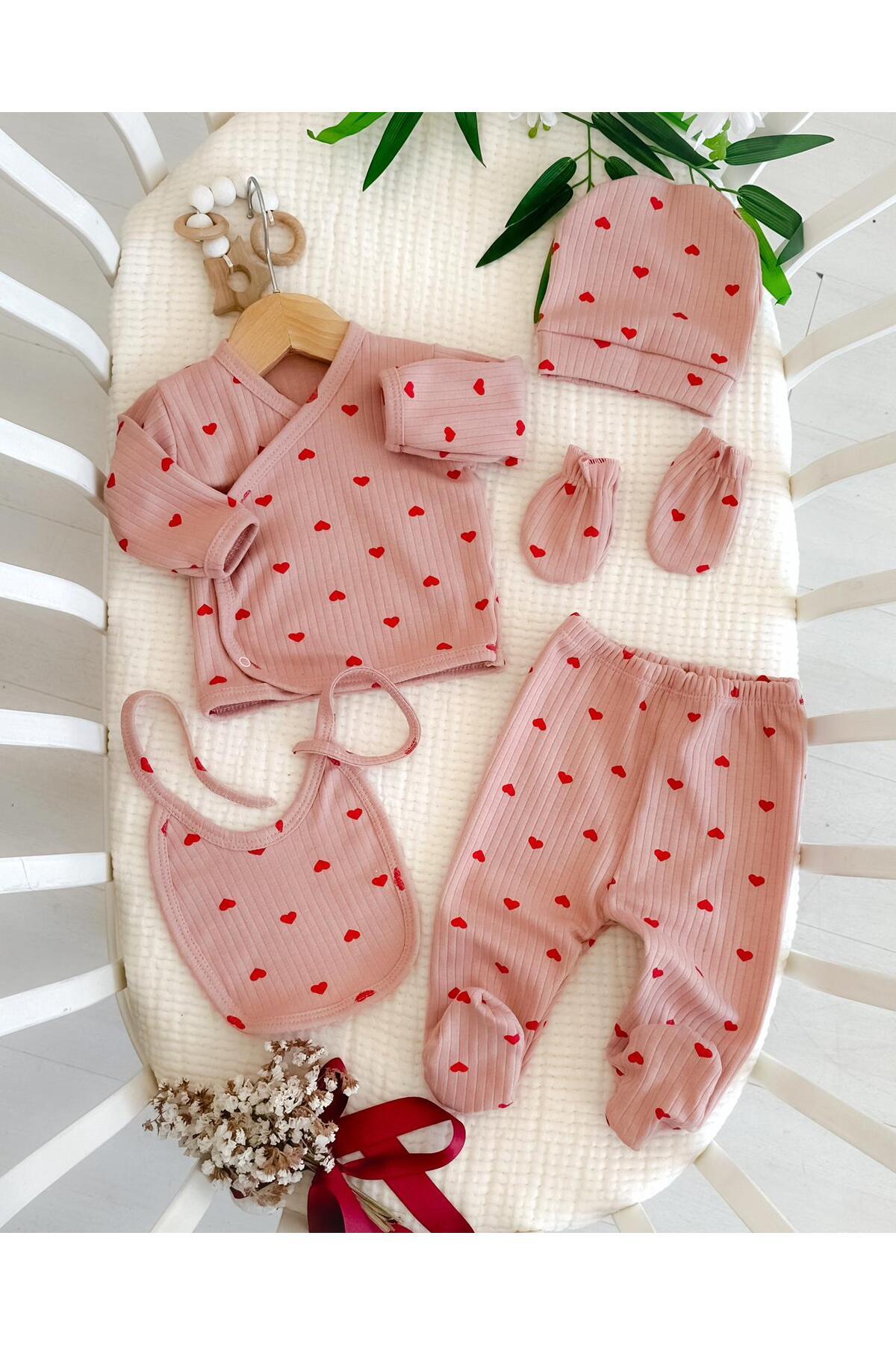 Baby 100% Cotton Dried Heart Newborn Hospital Pack of 5 Set yk171787