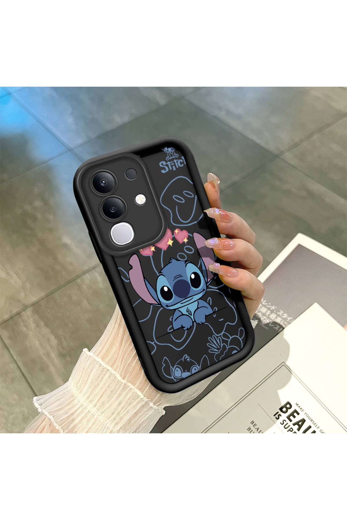 Vivo Y29 4G Compatible Black Silicone Case Shockproof Camera Shielded Stitch Pattern