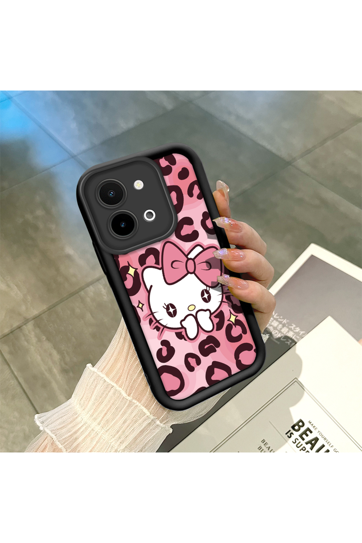 Black Silicone Case with Vivo Y28 4G Compatible Shockproof Camera Protection