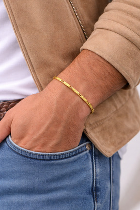 N&S COLLETİON Erkek Gold Renk Çelik Bileklik