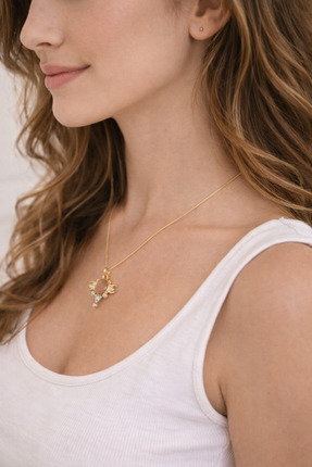 N&S COLLETİON Kadın Gold Renk Taşlı Çelik Kolye