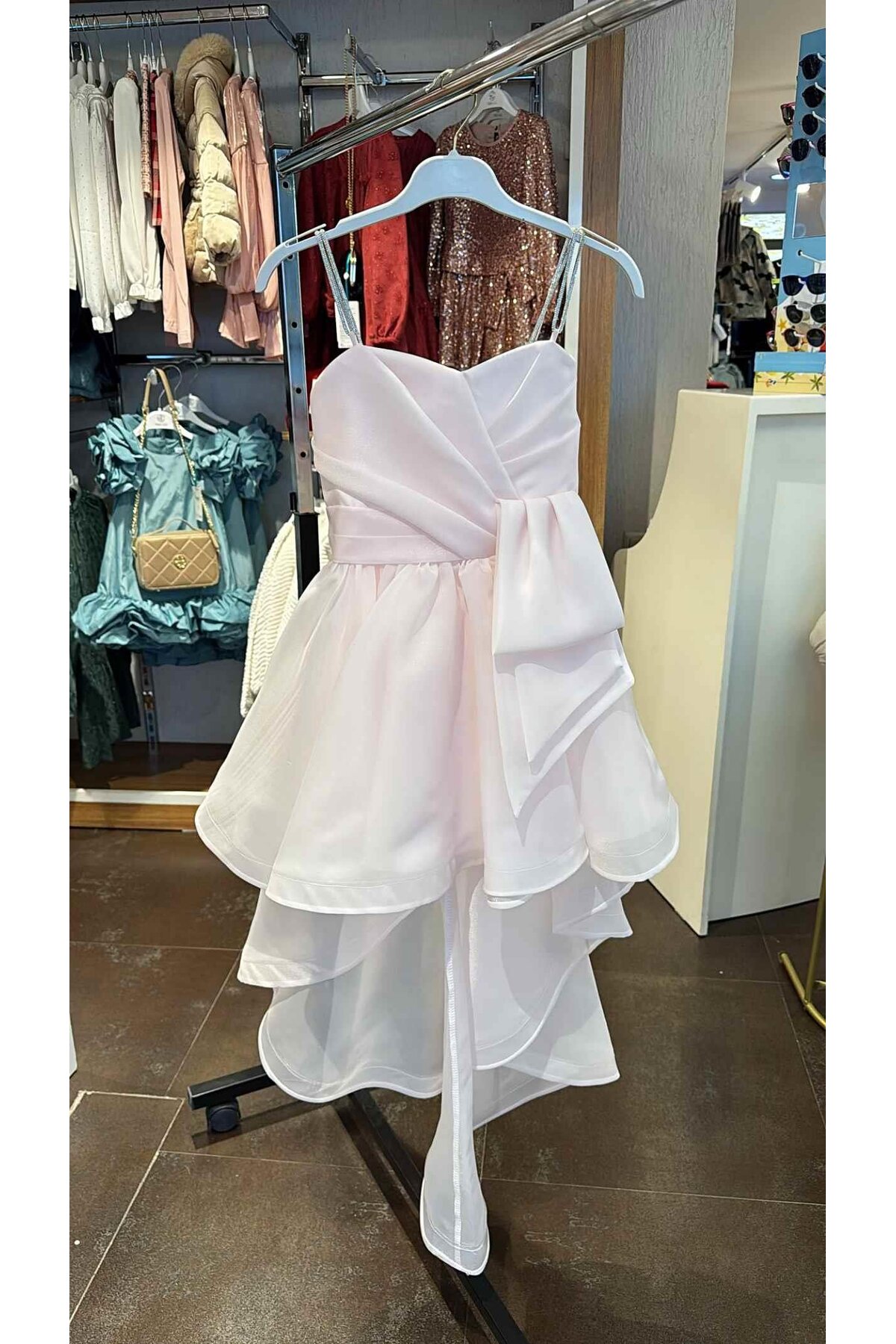 moona kids 10-15 Yaş Kız Çocuk Kuyruklu Abiye Pembe