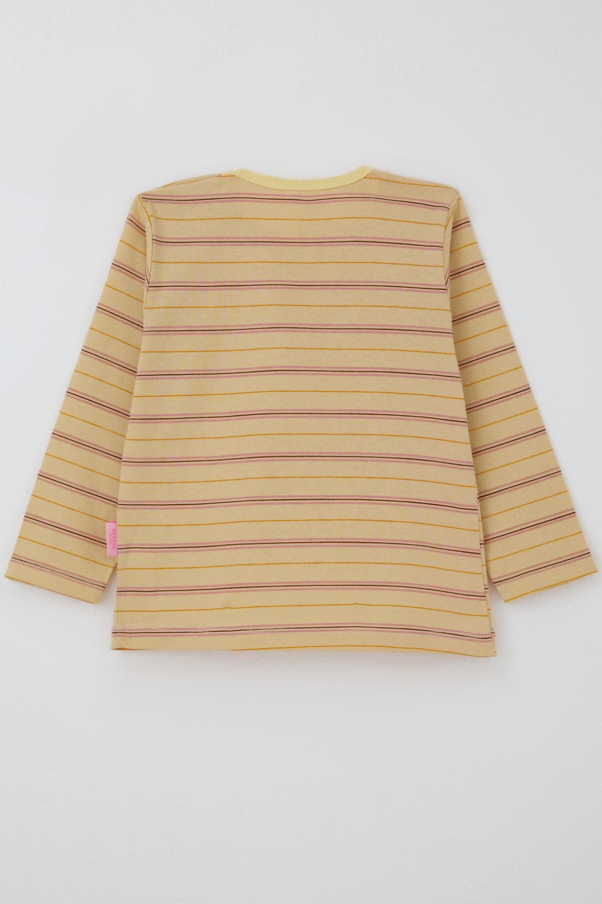 Breeze Kız Bebek Uzun Kollu Tişört Patlı Renkli Çizgili 9 Ay-3 Yaş, Krem fotoğrafı 3 (önizleme)