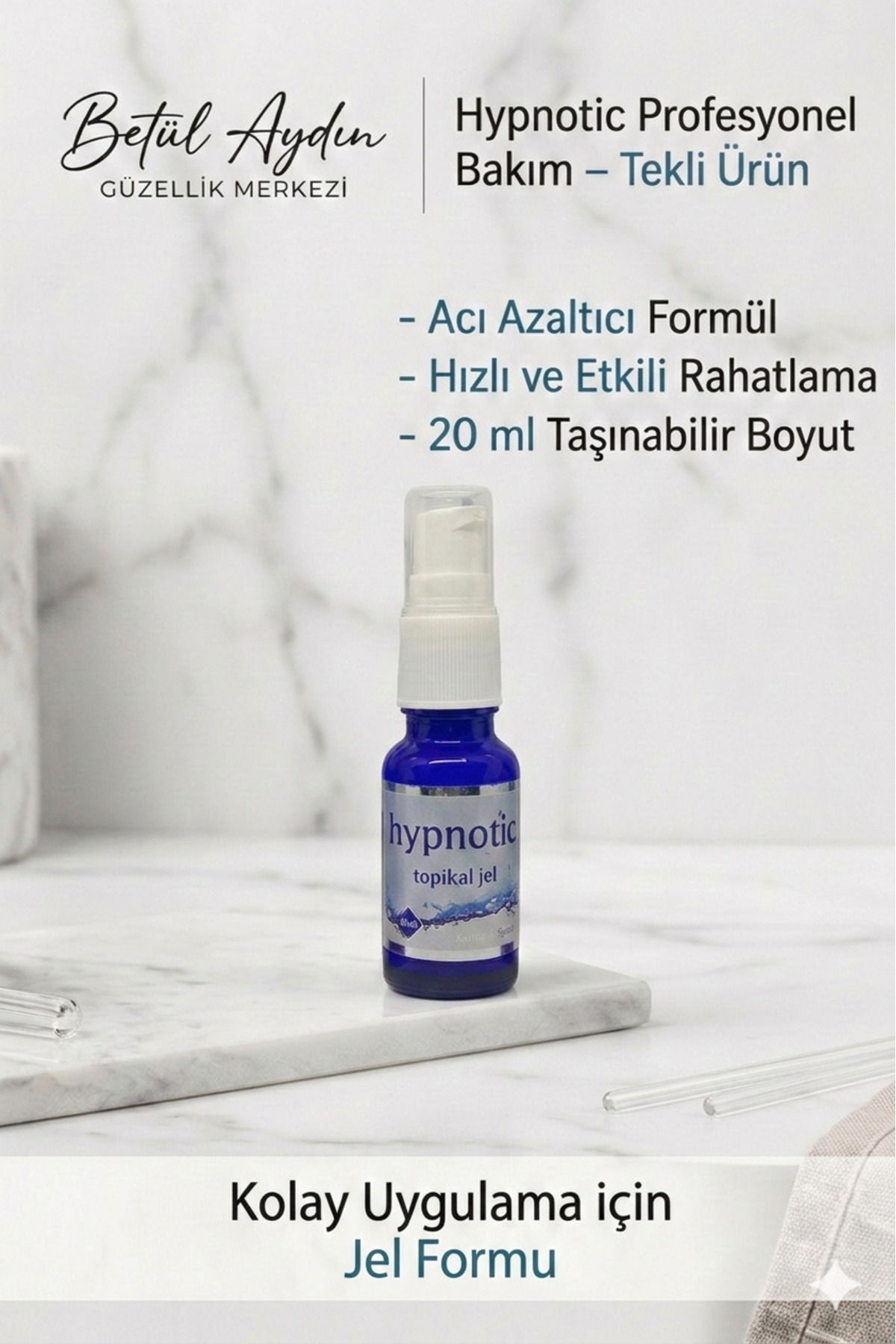 hypnotic topikal solüsyon Hypnotic Tropikal Acı Azaltıcı Jel 20 ml - Profesyonel İşlem Öncesi Bakım — BA-HYP-01