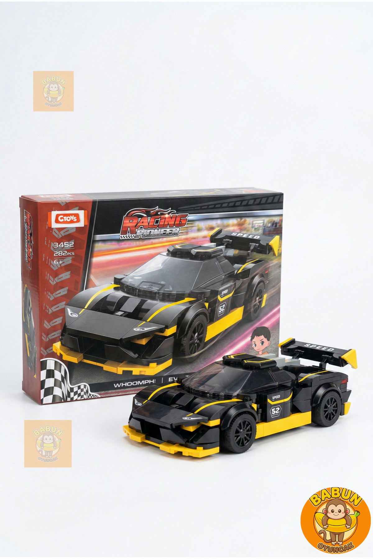 cogo Siyah Sarı Spor Yarış Arabası Blok Seti - 282 Parça Lego Oyuncak - Yarışçı Serisi Model Oyuncak fotoğrafı 2 (önizleme)