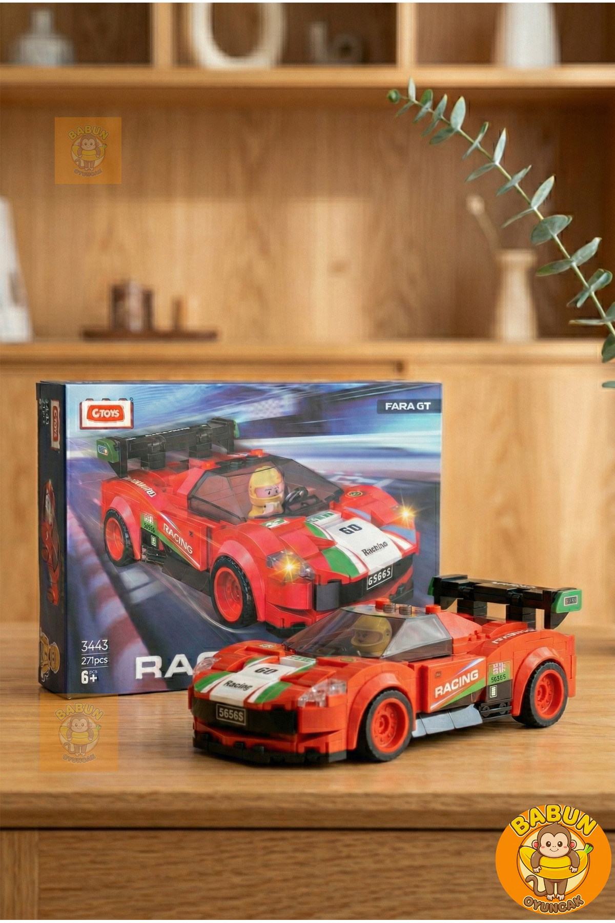 cogo Kırmızı Spor Yarış Arabası Blok Seti - 271 Parça Lego Oyuncak - Yarışçı Serisi Model Oyuncak fotoğrafı 4 (önizleme)