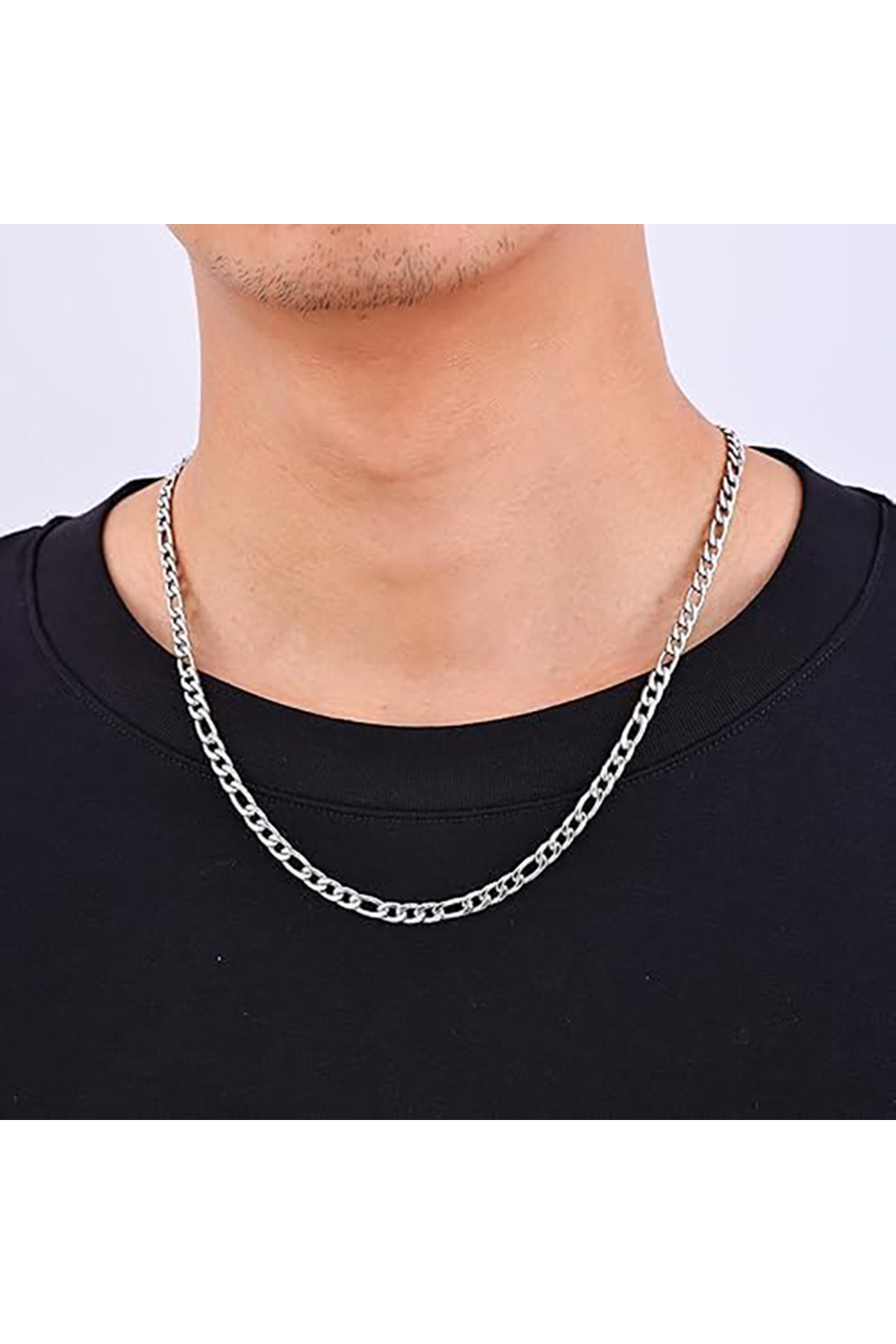 renery 6 ADET SET 316L PASLANMAZ Zincir Model Titanyum Ithal Kararmaz Çelik Erkek Zincir Kolye ve Bileklik görsel 6