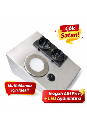 Lampist Tezgah Altı Priz ve LED Aydınlatma Ünitesi
