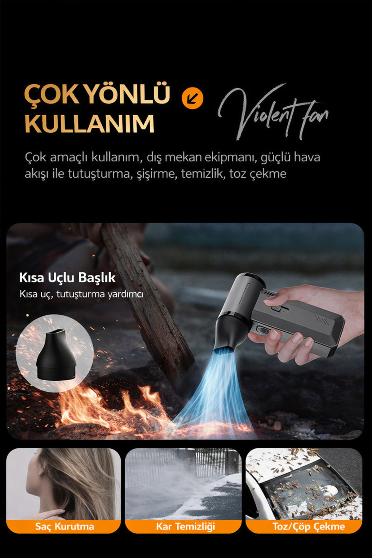 130000 RPM Süper Güçlü Turbo Fan Kablosuz Hava Üfleyici Toz Temizleme Blower