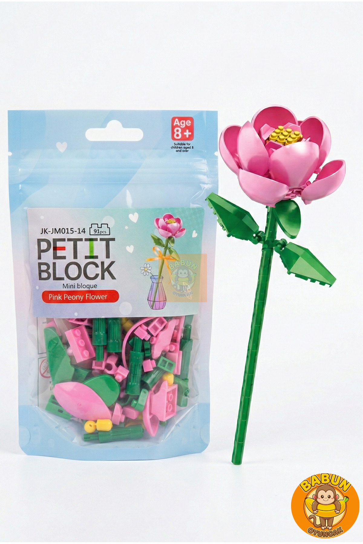 Bricks Pembe Şakayık Çiçek Yapım Seti - Solmayan Yapay Çiçek - 91 Parça Dekoratif Mini Blok Çiçek fotoğrafı 2 (önizleme)