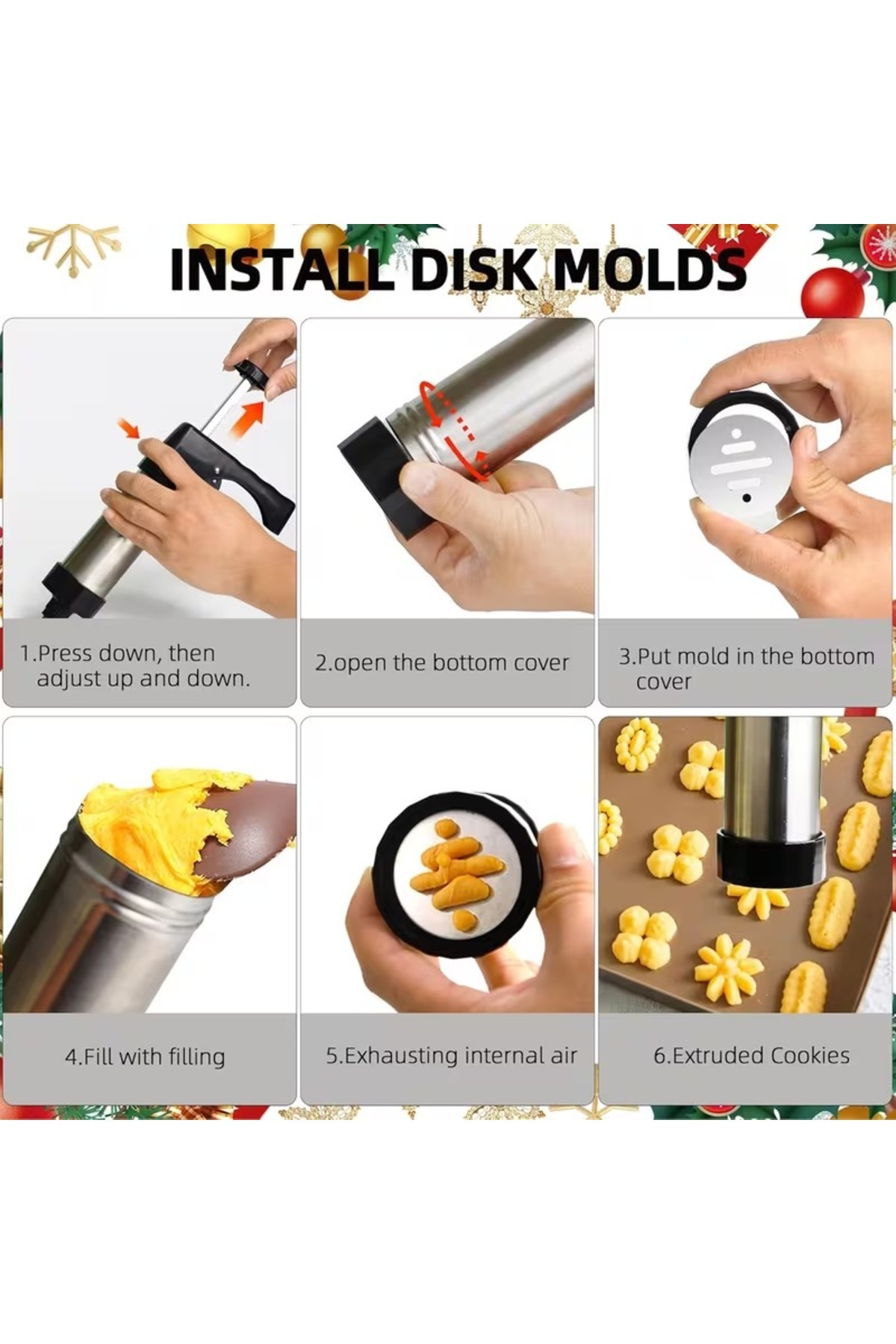 ماكينة صنع البسكويت DENX 16 في 1، مجموعة مسدس البس...