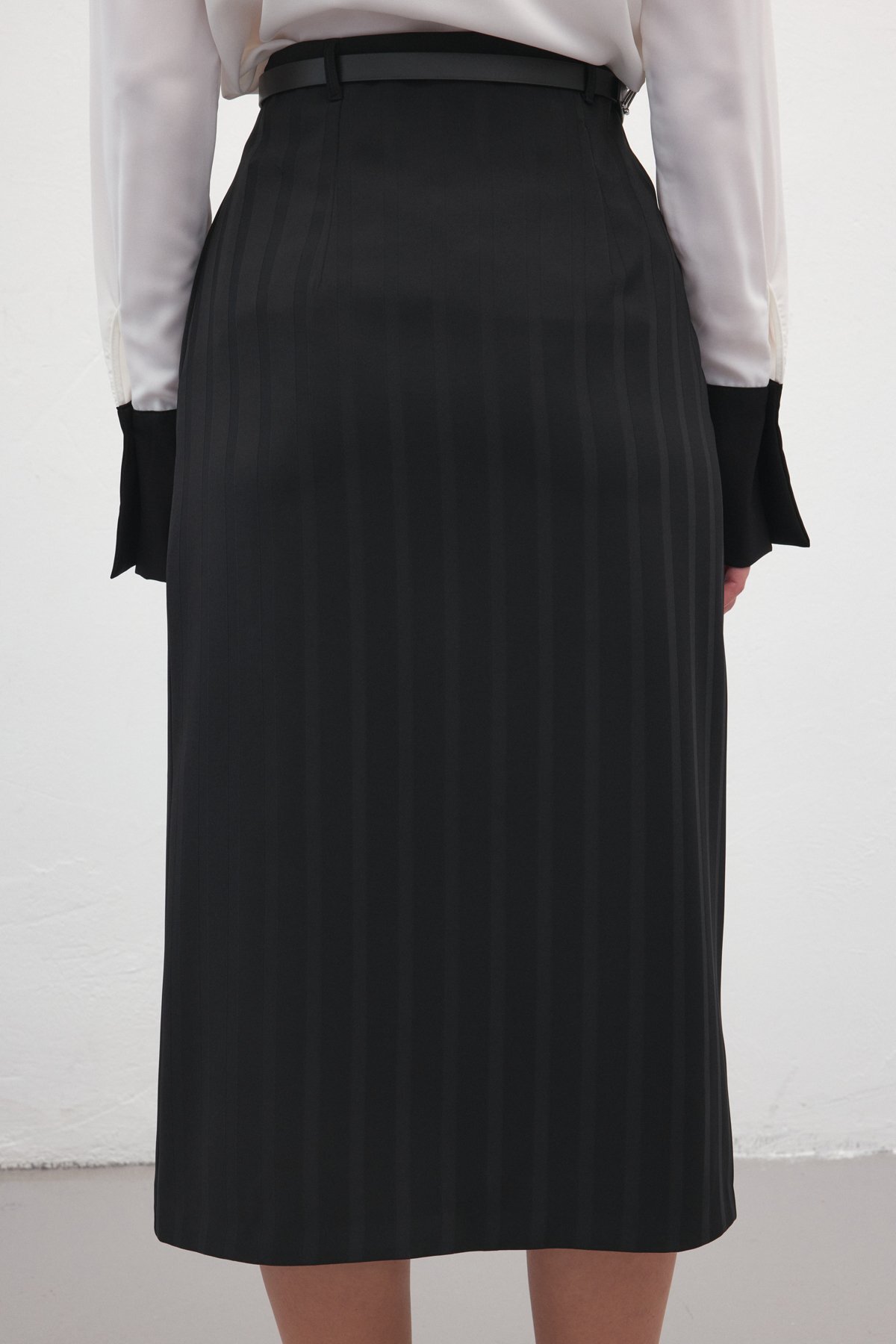 Sateen  Anna Yırtmaçlı Etek - Siyah - Görsel 5