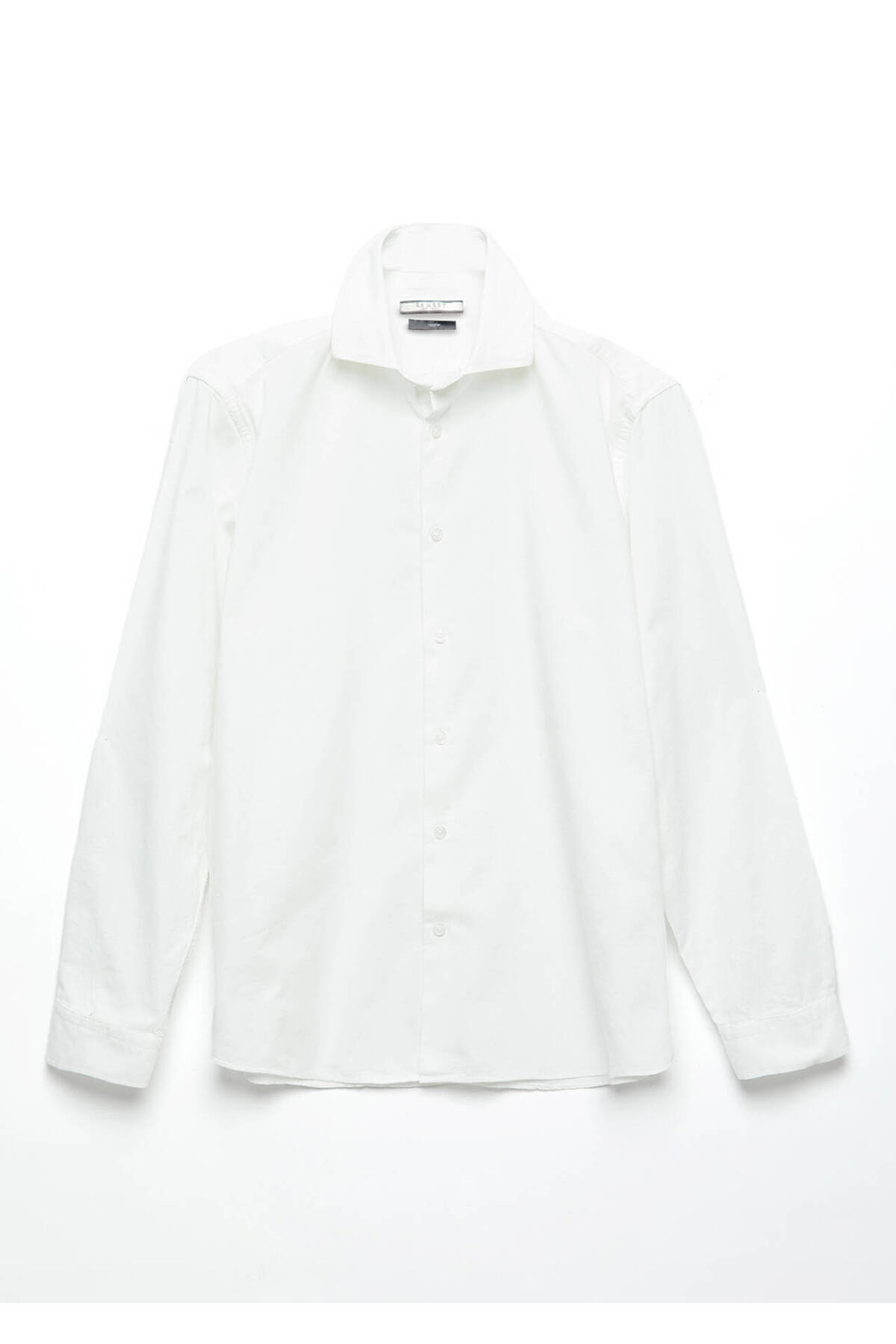 Ramsey  Beyaz Düz Casual Fit Dokuma Kadife Casual %100 Pamuk Gömlek - Görsel 7