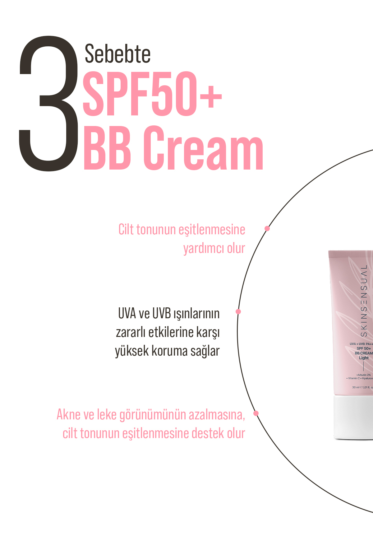 کرم بی بی لایت 30 میلی لیتر SPF50 PA++++ | ضد لک، روشن کننده پوست | محافظت در برابر اشعه های UVA/UVB — مشکی BB30 — تصویر 4 از 6