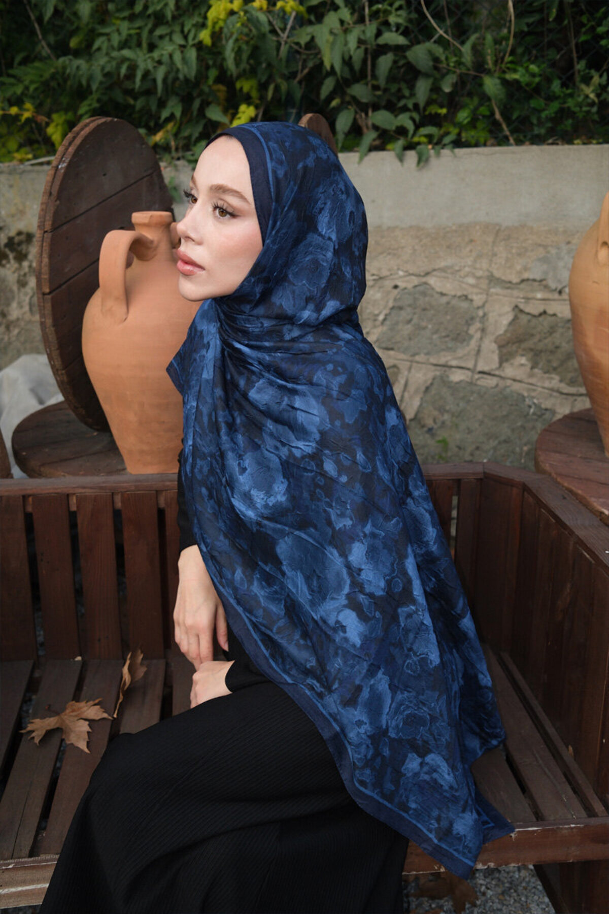 cs camellia scarf Pretty Kraş Şal - Lacivert