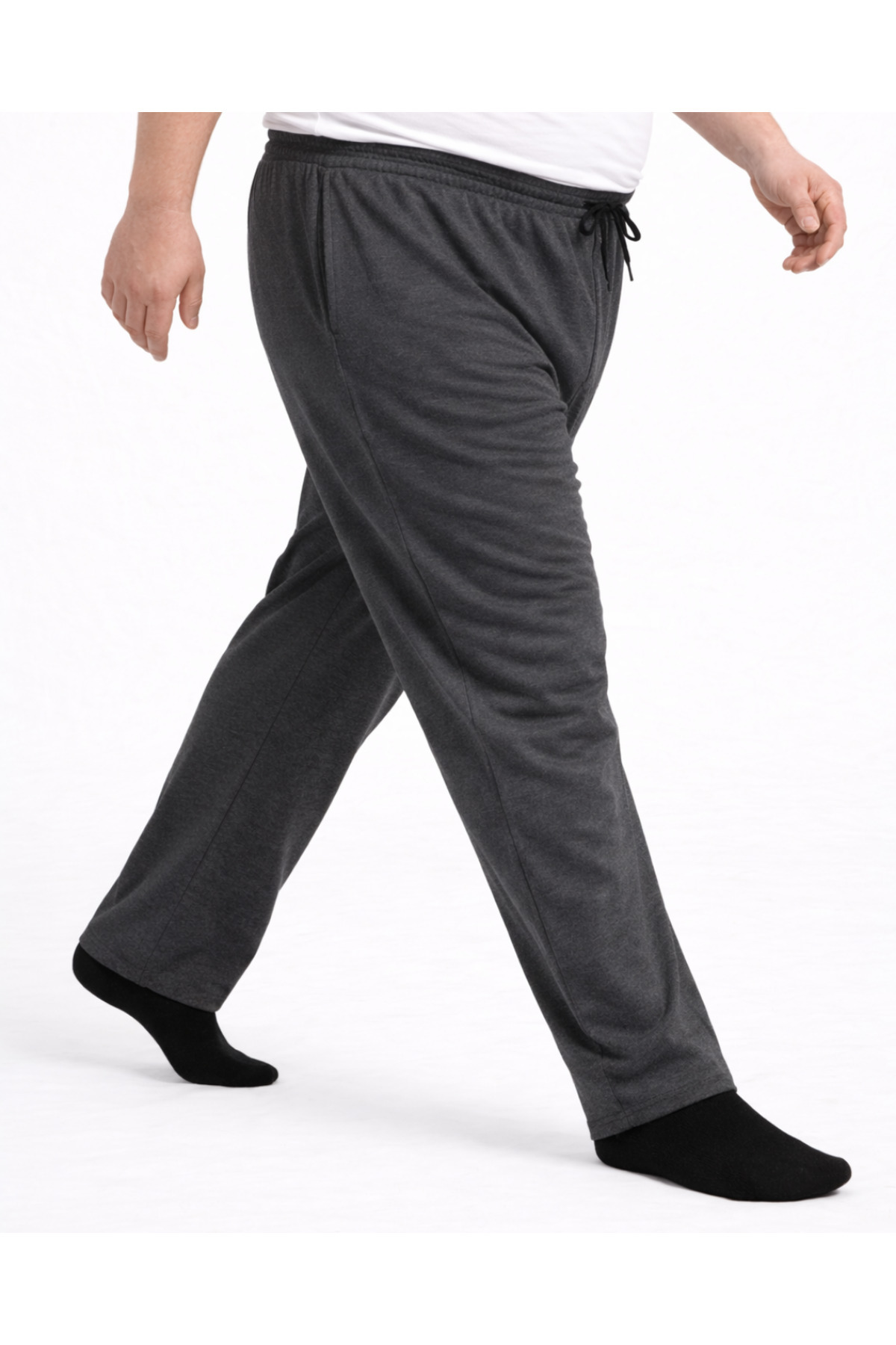 BattalModa Erkek Büyük Beden Antrasit İki İplik Cep Fermuarlı Eşofman Altı 3XL-4XL-5XL-6XL-7XL-8XL görsel 2