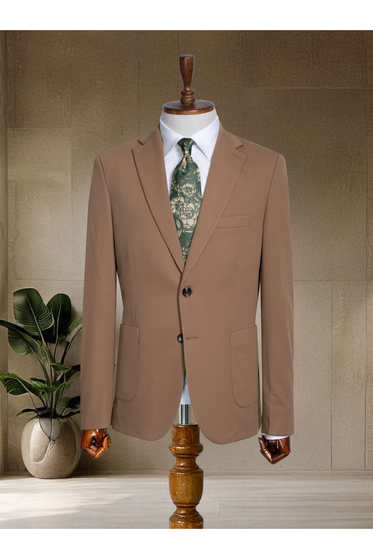 Sergio Ferraro  Vizon Spor Klasik İtalyan Stil Slim Fit Erkek Blazer Ceket - Görsel 2