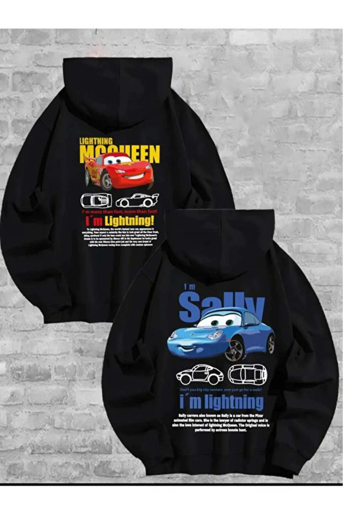Daxia  SEVGİLİ KOMBİN McQueen Sally Sırt Baskılı Sevgili Çift Kombini Kapüşonlu Sweatshirt 2 li TakIM