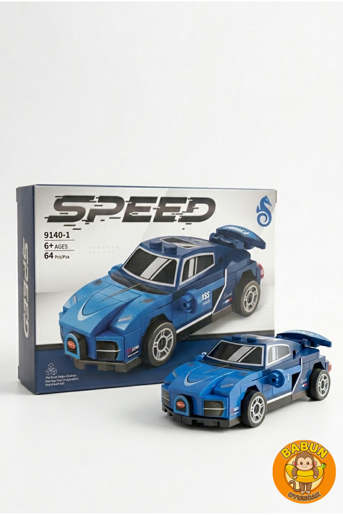 SPEED Bricks Mini Lego Araba Yapı Blok Seti - Çek-Bırak Spor Araba Yapım Seti -Speed Lacivert (64 Parça) fotoğrafı 2 (önizleme)