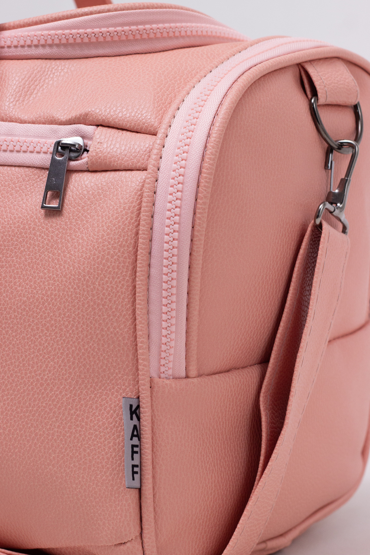 KAFF  Pudra Suni Deri Yan Ayakkabı Bölmeli Unisex Geniş Hacimli Seyahat Spor Fitness Spor Çantası - 00124 - Görsel 8