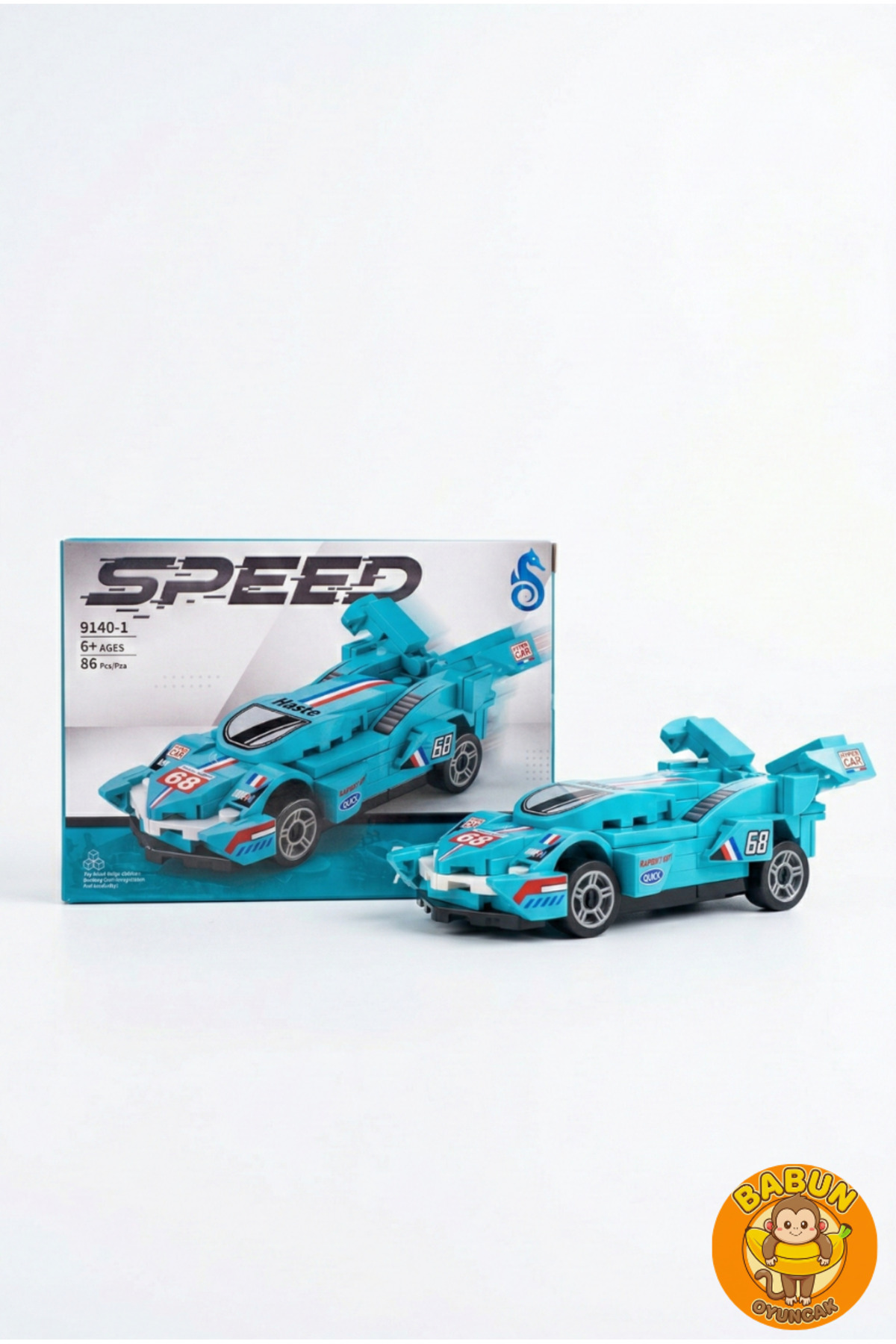 SPEED Bricks Mini Lego Araba Yapı Blok Seti - Çek-Bırak Spor Araba Yapım Seti -Speed Turkuaz (86 Parça) fotoğrafı 2 (önizleme)