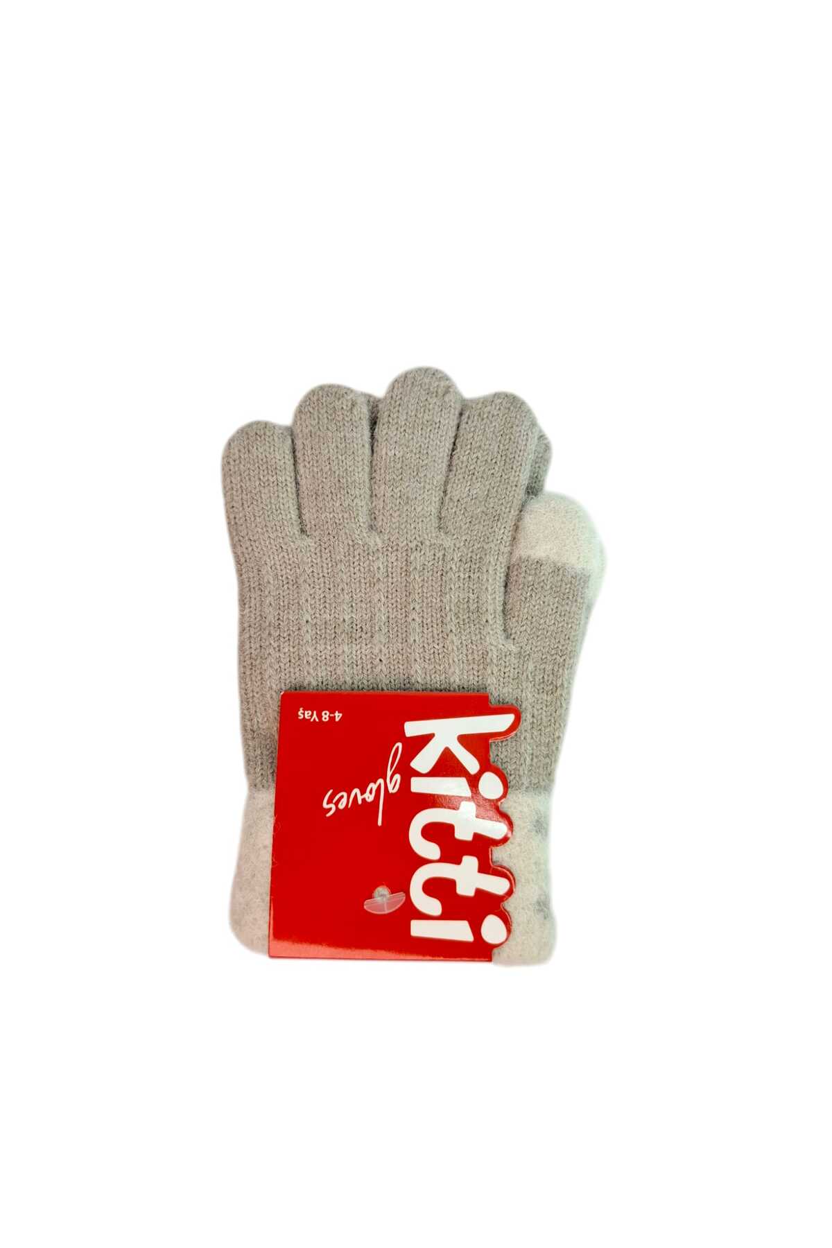 Kitti Spteks 4-8 Yaş Kız Çocuk Vizon Renk Düz Çizgili Desenli Kışlık Örme Eldiven fotoğrafı 5 (önizleme)