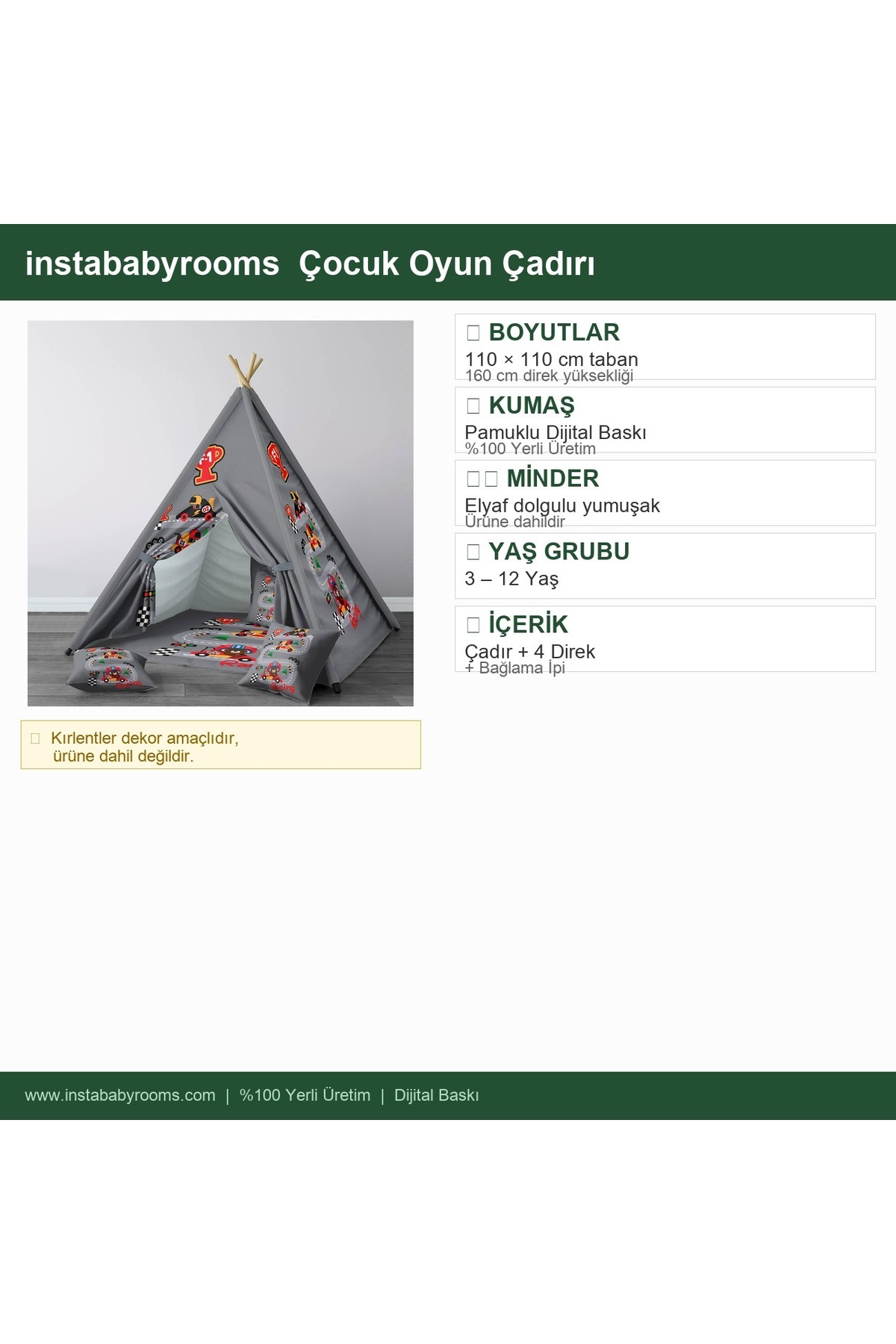 instababyrooms Çocuk Oyun Çadırı Go-kart yarışı Dijital Baskılı fotoğrafı 4 (önizleme)