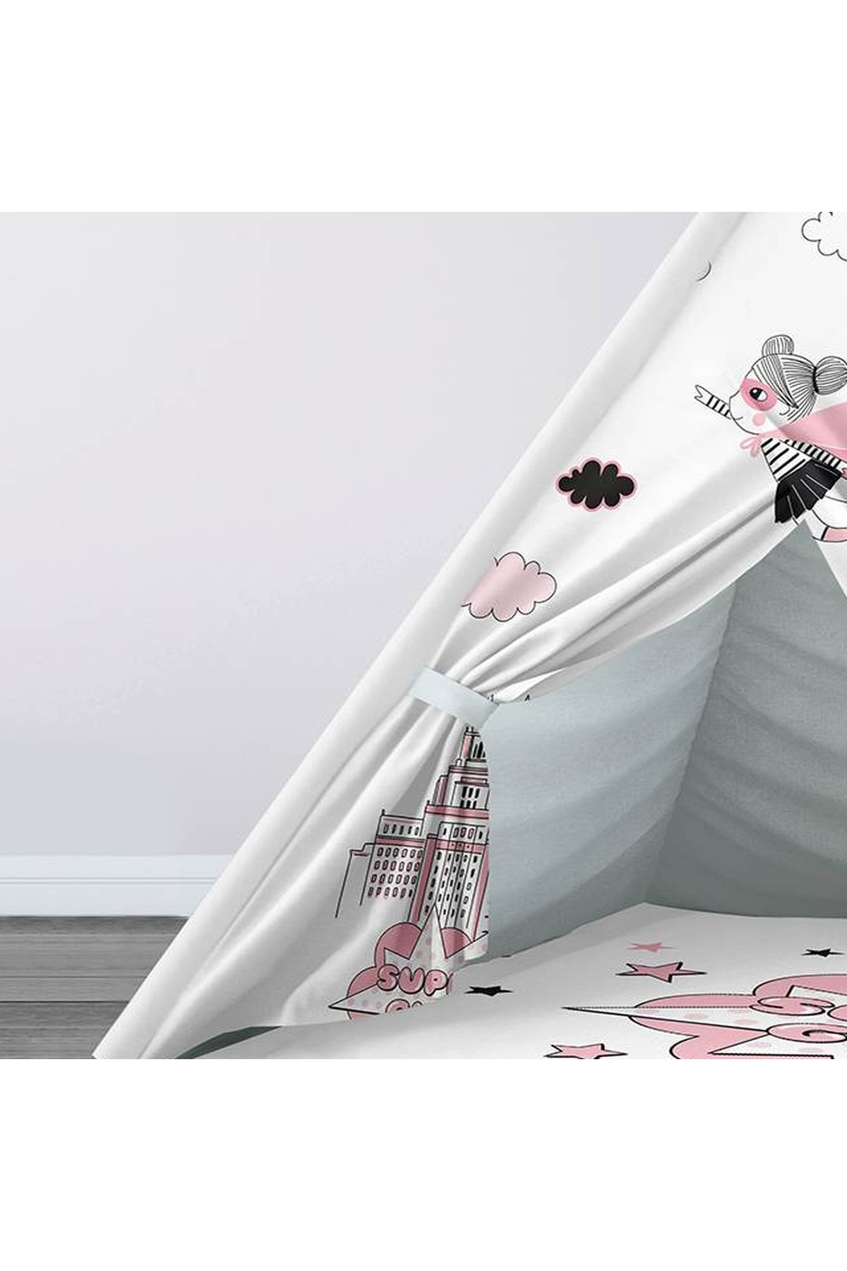 instababyrooms Çocuk Oyun Çadırı Süper Kız Dijital Baskılı fotoğrafı 2 (önizleme)