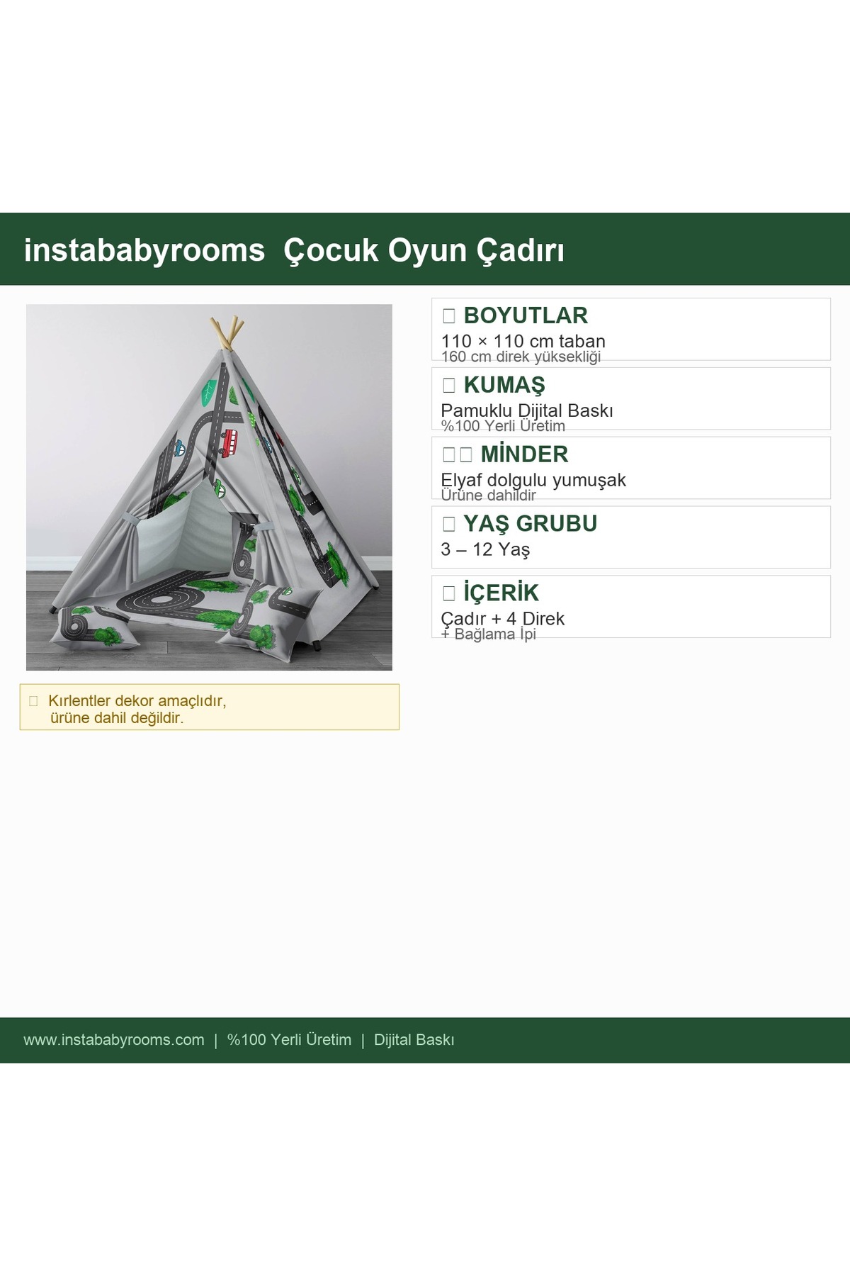 instababyrooms Çocuk Oyun Çadırı Yollar ve Arabalar Dijital Baskılı fotoğrafı 4 (önizleme)