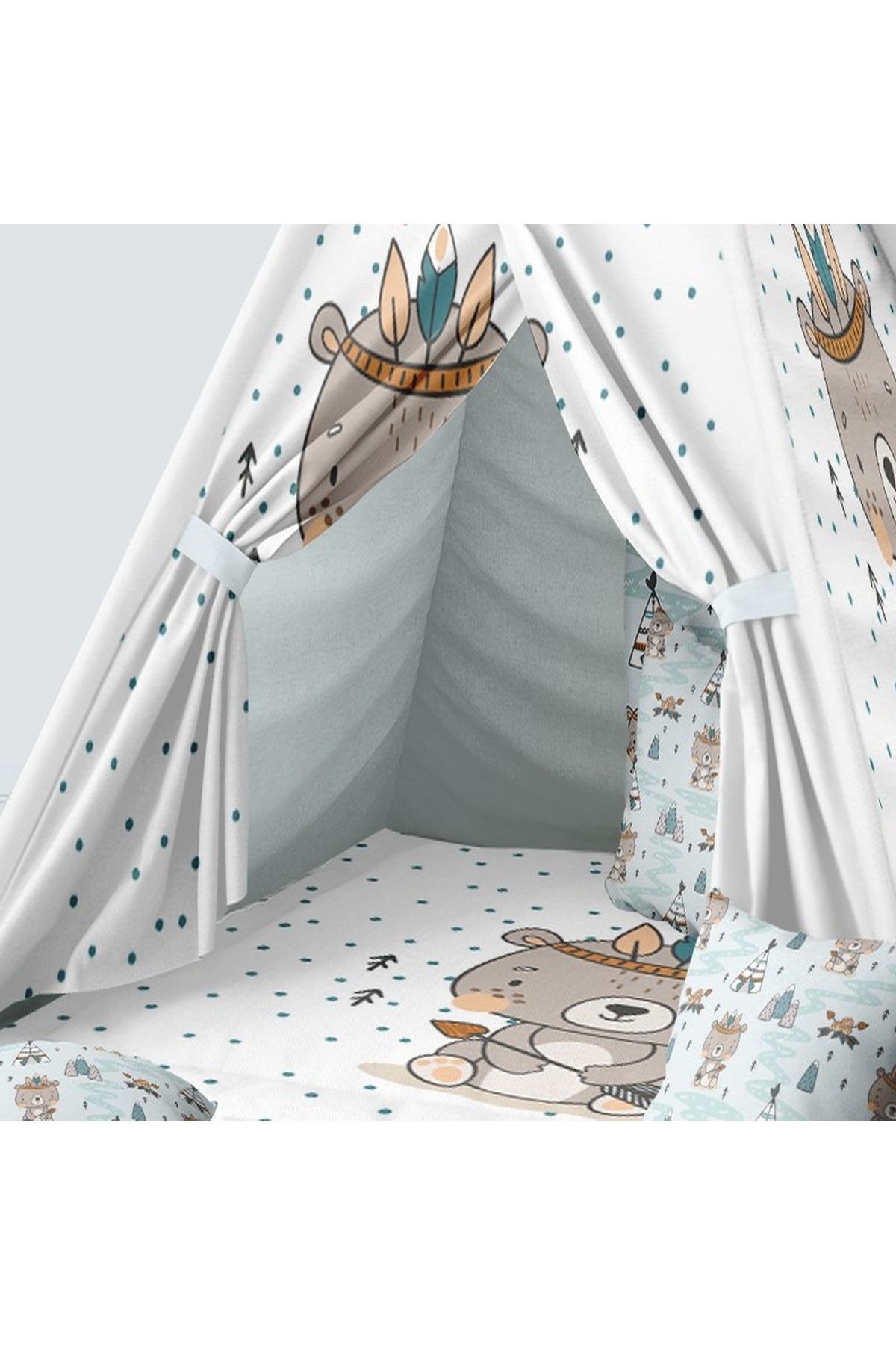 instababyrooms Çocuk Oyun Çadırı Kızılderili Temalı Ayı Dijital Baskılı fotoğrafı 3 (önizleme)