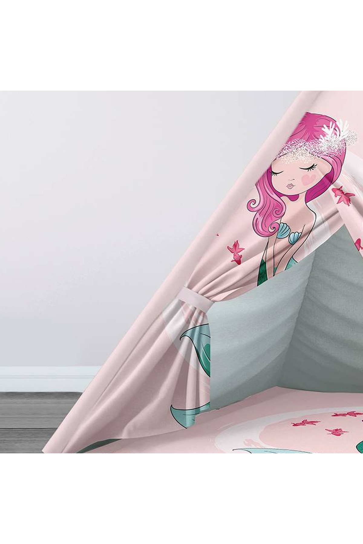 instababyrooms Çocuk Oyun Çadırı Deniz Kızı Dijital Baskılı fotoğrafı 2 (önizleme)