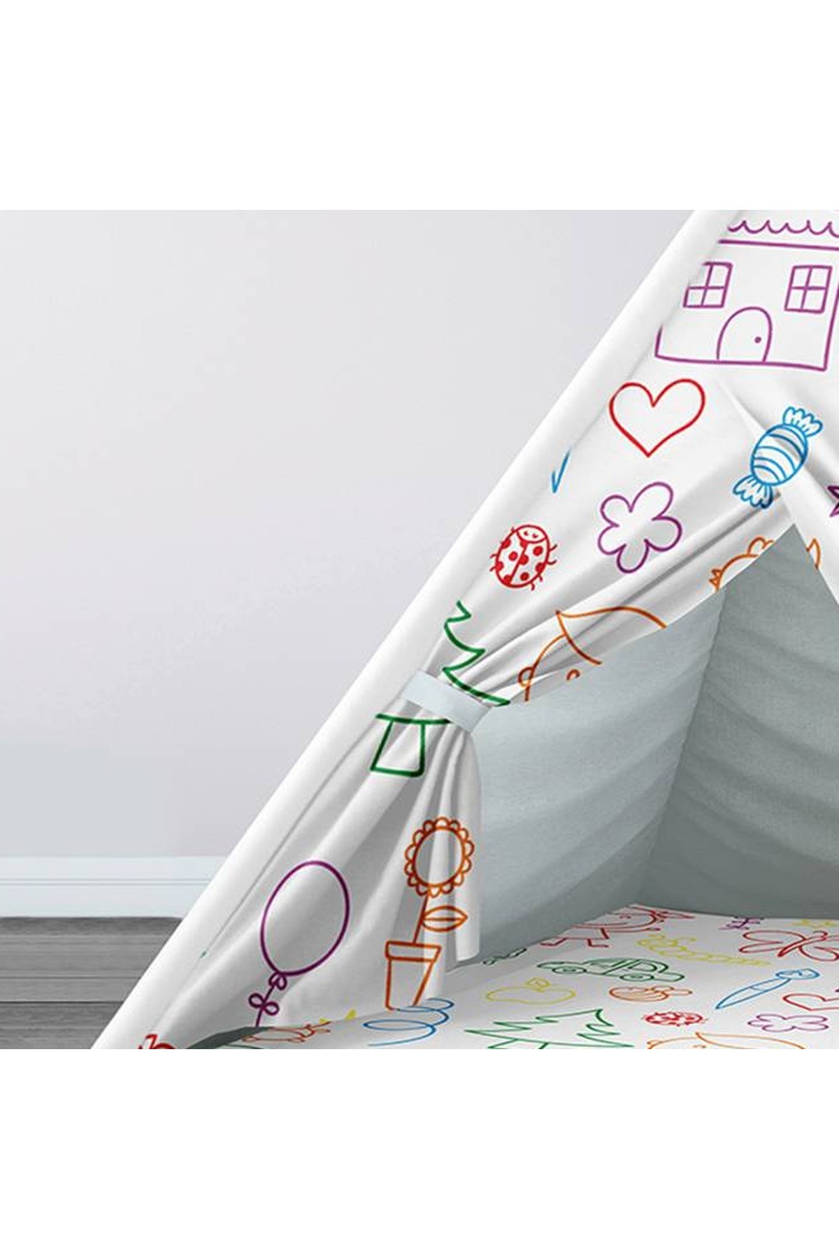 instababyrooms Çocuk Oyun Çadırı Çocuk Çizimleri Dijital Baskılı fotoğrafı 2 (önizleme)