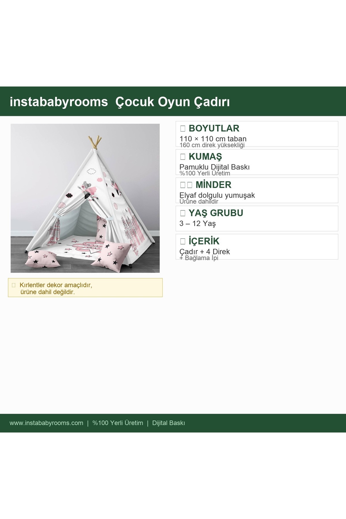instababyrooms Çocuk Oyun Çadırı Süper Kız Dijital Baskılı fotoğrafı 4 (önizleme)