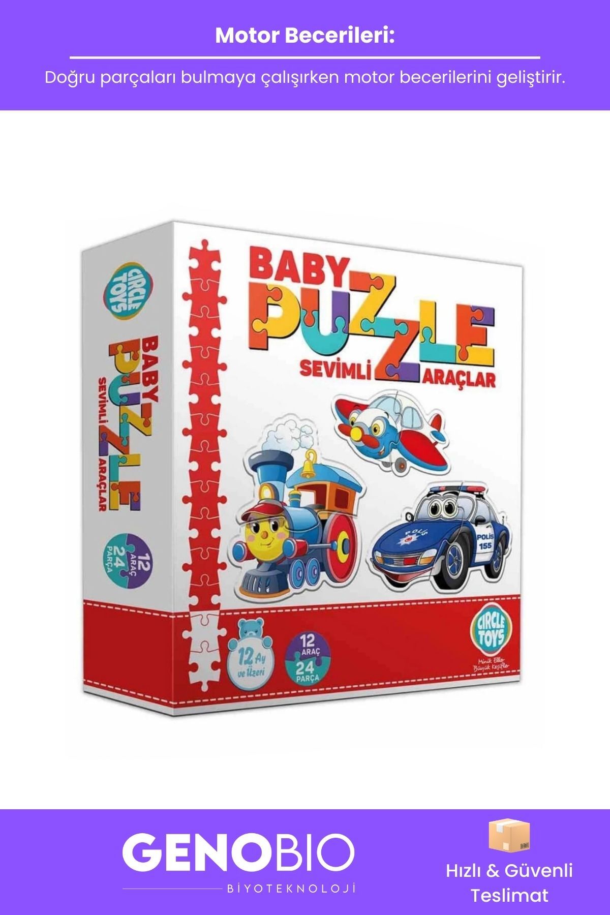 GenoBio #BebekPuzzle Sevimli Araçlar Eğitici Zeka Beceri Geliştirici Çocuk Yapboz Oyuncak 12 Ay+ Puzzle fotoğrafı 3 (önizleme)