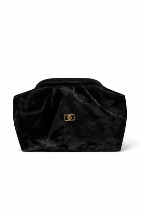 JARDEE Jena Kadın Siyah Yansımalı Saten Süet Yumuşak Suni Deri Askılı Clutch ...