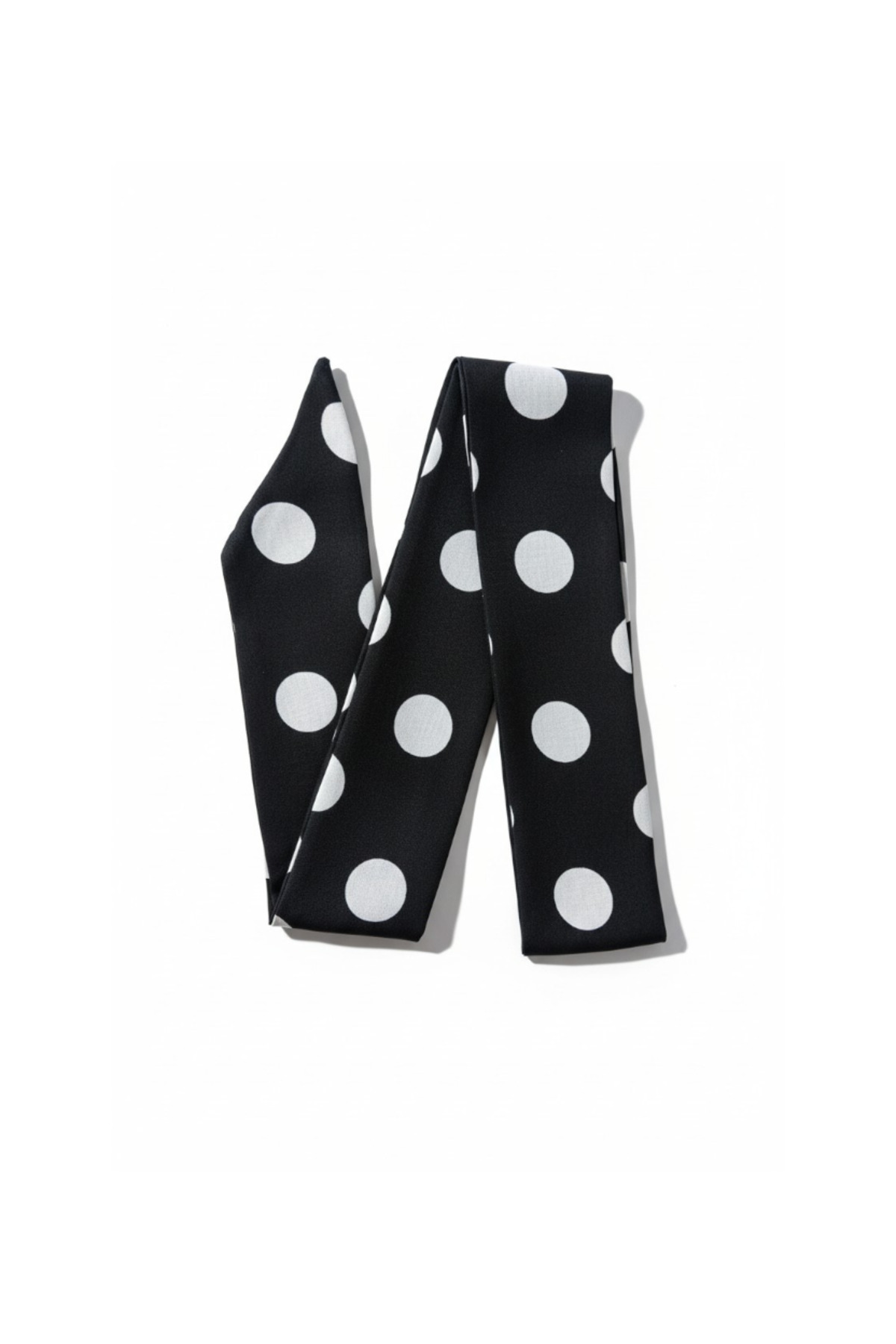 Black Large Polka Dot Pattern Viscose Long Scarf - 150x6 cm