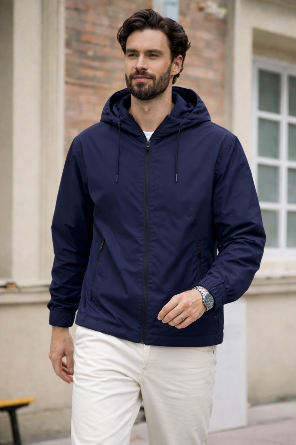 DAMGA JEANS Erkek Trend Lacivert Fermuarlı Yağmurluk görsel 2