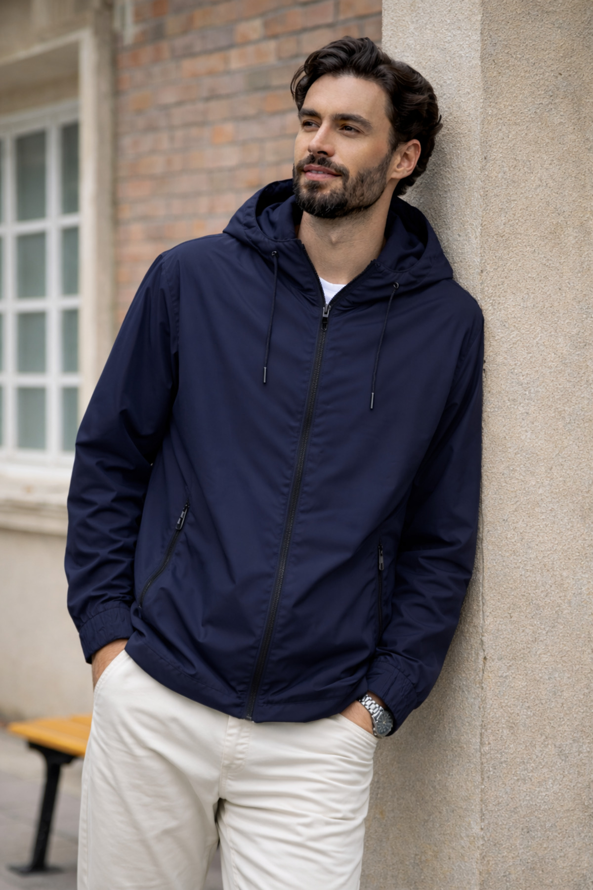 DAMGA JEANS Erkek Trend Lacivert Fermuarlı Yağmurluk görsel 5