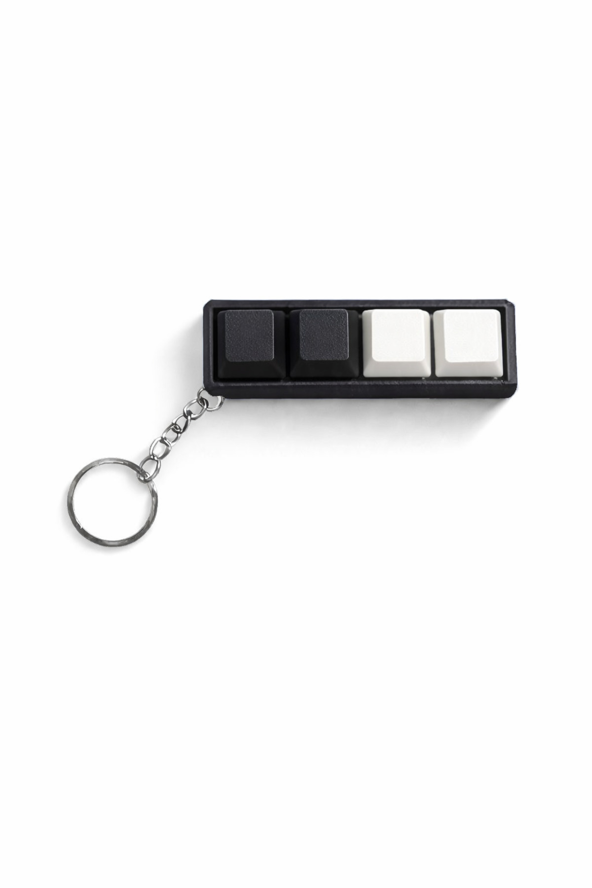 Black and White 4-Piece Keycap Keychain – Blue Switch Mechanical Key – Stress Shooting Keyboard Keychain