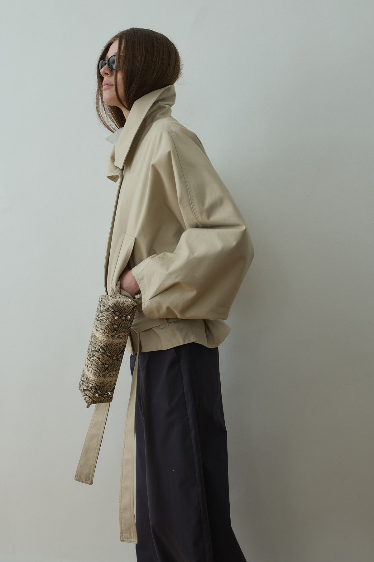 Suud Collection Taş Millie Yarasa Kol Trençkot görsel 5