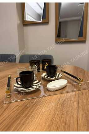 kesita TASARIM ÇAY/KAHVE/SÖZ/NİŞAN TEPSİSİ PLEKSİ KULPLU (25*35 CM)