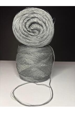 Ana&Kuzusu İplik Duman gri italyan merserize viskon, gümüş sim (5 kat sarım) ...