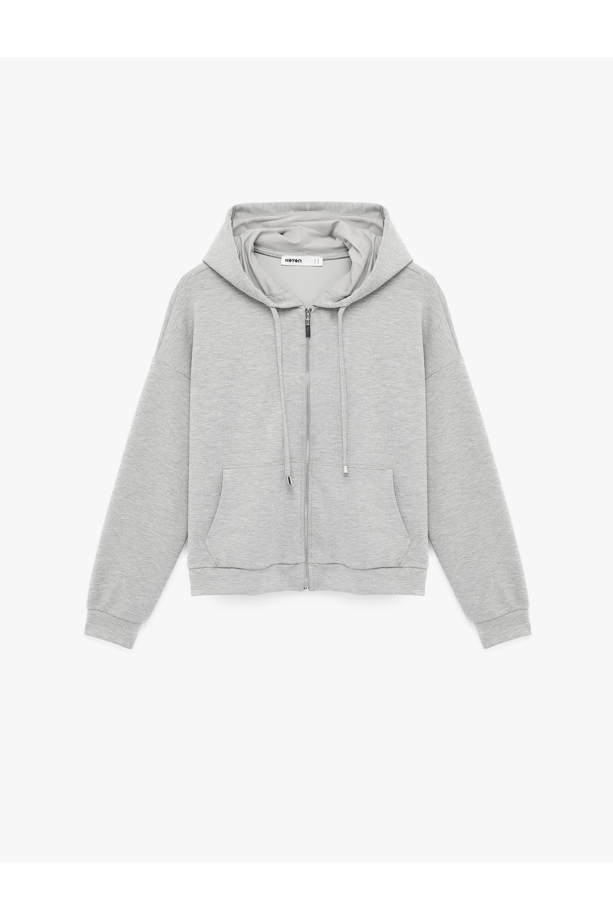 Koton  Modal Uzun Kollu Cepli Tam Fermuarlı Kapüşonlu Sweatshirt - Görsel 3