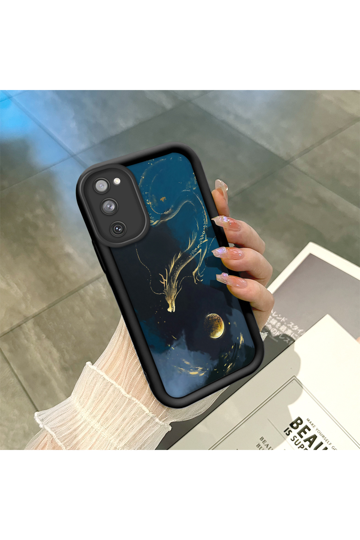 Black Silicone Case for Samsung Galaxy S20 FE 4G/5G Shockproof Camera Protected Dragon